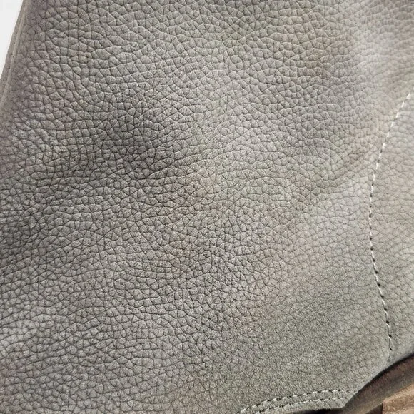 Lucky Brand Gray Leather Kasima Peep Toe Block Heel Booties 8M - Picture 14 of 14